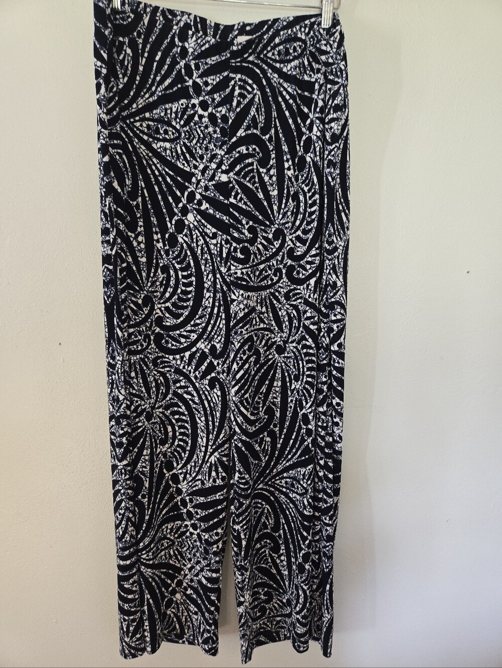 Chicos Travelers Classic Printed Acetate Palazzo Pant Winter Drift 3 16/18 R NWT